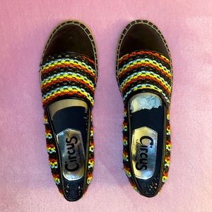 Circus by Sam Edelman Lena Black Multi Weave Espadrille Flats Size 9.5